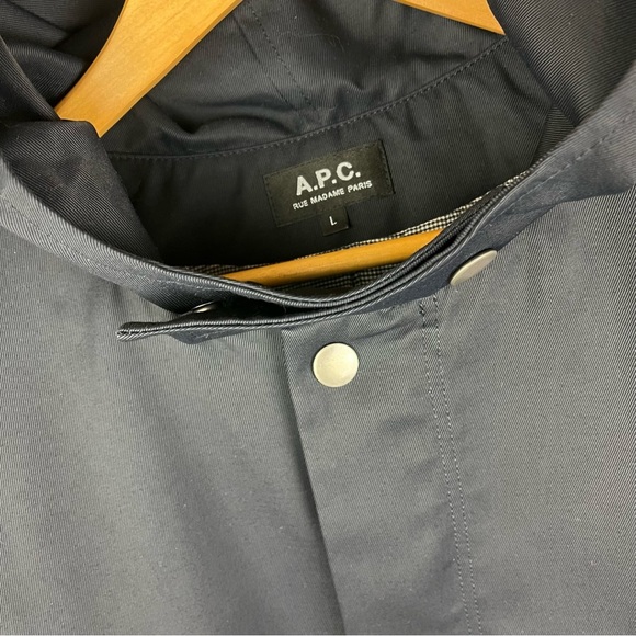 A.P.C. long line hooded navy parka size large - Picture 4 of 5